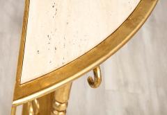 Giovanni Banci Giovanni Banci Neoclassical Gilt Iron Travertine Console Table Italy 1970 - 3362586