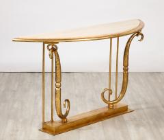 Giovanni Banci Giovanni Banci Neoclassical Gilt Iron Travertine Console Table Italy 1970 - 3362587