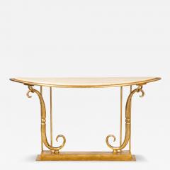 Giovanni Banci Giovanni Banci Neoclassical Gilt Iron Travertine Console Table Italy 1970 - 3363262