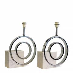 Giovanni Banci Giovanni Banci for Banci Firenze Pair of Italian Marble and Chrome Table Lamps - 4274542