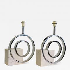 Giovanni Banci Giovanni Banci for Banci Firenze Pair of Italian Marble and Chrome Table Lamps - 4298148