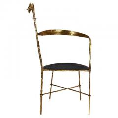 Giovanni Banci Italian Modern Craftsman Gilt Hammered Iron Chair by Giovanni Banci for Hermes - 4112846