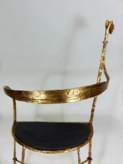 Giovanni Banci Italian Modern Craftsman Gilt Hammered Iron Chair by Giovanni Banci for Hermes - 4112856