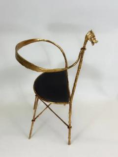Giovanni Banci Italian Modern Craftsman Gilt Hammered Iron Chair by Giovanni Banci for Hermes - 4112857