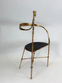Giovanni Banci Italian Modern Craftsman Gilt Hammered Iron Chair by Giovanni Banci for Hermes - 4112895