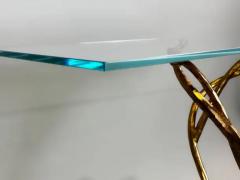 Giovanni Banci Italian Modern Craftsman Hand Hammered Gilt Iron Glass Console Giovanni Banci - 4112125