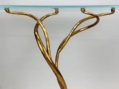 Giovanni Banci Italian Modern Craftsman Hand Hammered Gilt Iron Glass Console Giovanni Banci - 4112139