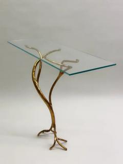 Giovanni Banci Italian Modern Craftsman Hand Hammered Gilt Iron Glass Console Giovanni Banci - 4112277