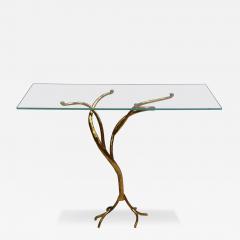 Giovanni Banci Italian Modern Craftsman Hand Hammered Gilt Iron Glass Console Giovanni Banci - 4123520