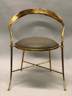 Giovanni Banci Pair of Italian Midcentury Handmade Gilt Iron Lounge Chairs by Giovanni Banci - 1641549