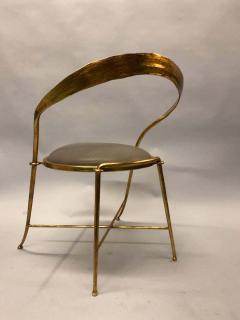 Giovanni Banci Pair of Italian Midcentury Handmade Gilt Iron Lounge Chairs by Giovanni Banci - 1641555