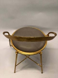 Giovanni Banci Pair of Italian Midcentury Handmade Gilt Iron Lounge Chairs by Giovanni Banci - 1641567