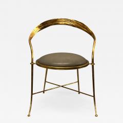 Giovanni Banci Pair of Italian Midcentury Handmade Gilt Iron Lounge Chairs by Giovanni Banci - 1645483