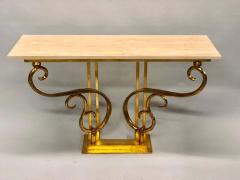 Giovanni Banci Two Italian Mid Century Modern Gilt Iron Consoles Sofa Tables by Giovanni Banci - 1759288