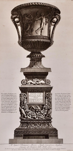 Giovanni Battista Piranesi A Framed 18th C Piranesi Etching of an Ancient Marble Vase from Hadrians Villa - 2678984