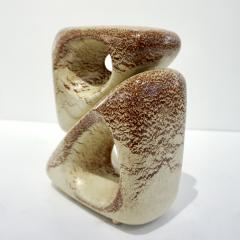 Giovanni Bertoncello 1960 Bertoncello Italian Vintage Art Sculpture Ceramic Beige Cubic Vase by Rigon - 2126223