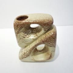 Giovanni Bertoncello 1960 Bertoncello Italian Vintage Art Sculpture Ceramic Beige Cubic Vase by Rigon - 2126224