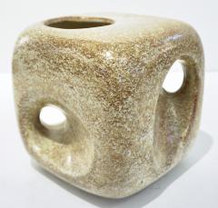 Giovanni Bertoncello 1960s Bertoncello Italian Vintage Ceramic Abstract Sculpture Beige Cubic Vase - 2125541