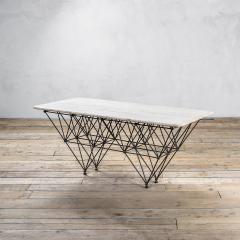 Giovanni Ferrabini Giovanni Ferrabini Large Dining Table in Metal and Top Travertine 50s - 2702346