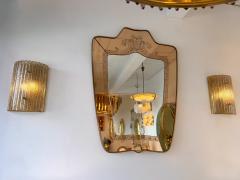 Giovanni Gariboldi Mirror Brass and Pink Colored Glass by Giovanni Battista Gariboldi Italy 1950s - 4544635