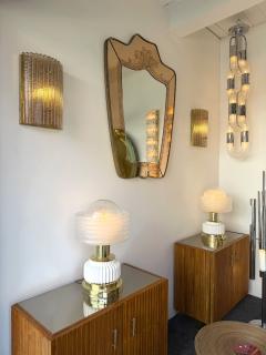 Giovanni Gariboldi Mirror Brass and Pink Colored Glass by Giovanni Battista Gariboldi Italy 1950s - 4544636