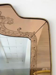 Giovanni Gariboldi Mirror Brass and Pink Colored Glass by Giovanni Battista Gariboldi Italy 1950s - 4544638