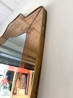 Giovanni Gariboldi Mirror Brass and Pink Colored Glass by Giovanni Battista Gariboldi Italy 1950s - 4544643
