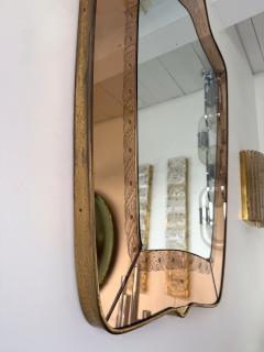 Giovanni Gariboldi Mirror Brass and Pink Colored Glass by Giovanni Battista Gariboldi Italy 1950s - 4544644