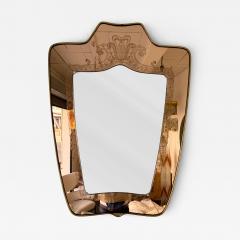 Giovanni Gariboldi Mirror Brass and Pink Colored Glass by Giovanni Battista Gariboldi Italy 1950s - 4544704