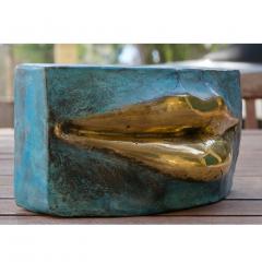 Giovanni Ginestroni Contemporary Italian Aquamarine Patinated Bronze Sculpture with Gold Brass Lips - 1333568