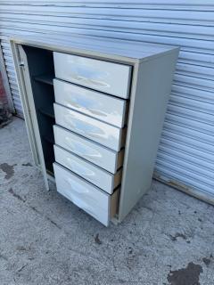 Giovanni Maur For Treco Gray Lacquer and White Acrylic Bachelors Chest - 4375797