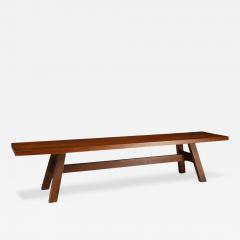 Giovanni Michelucci 1960s Giovanni Michelucci solid walnut 73 Torbecchia bench for Poltranova - 4402039