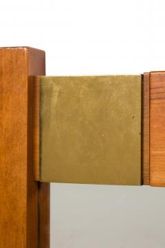 Giovanni Michelucci Large Italian Modern Walnut and Brass Mirror Attributed to Giovanni Michelucci - 4635476