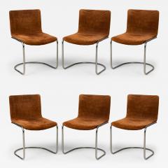 Giovanni Offredi 10 Giovanni Offredi for Saporiti Italia Lens Leather Steel Dining Chairs - 4289896