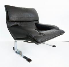 Giovanni Offredi Giovanni Offredi Saporiti Italia Onda Wave Chair Black Leather Chrome - 4642529