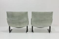 Giovanni Offredi Giovanni Offredi for Saporiti Onda Wave Chairs in Gray Suede and Bronze - 3160310