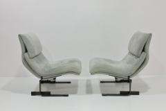 Giovanni Offredi Giovanni Offredi for Saporiti Onda Wave Chairs in Gray Suede and Bronze - 3160313