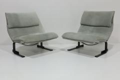 Giovanni Offredi Giovanni Offredi for Saporiti Onda Wave Chairs in Gray Suede and Bronze - 3160315