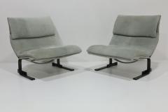 Giovanni Offredi Giovanni Offredi for Saporiti Onda Wave Chairs in Gray Suede and Bronze - 3160316