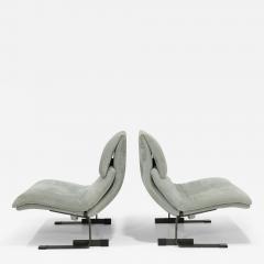 Giovanni Offredi Giovanni Offredi for Saporiti Onda Wave Chairs in Gray Suede and Bronze - 3160861