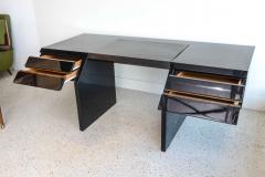 Giovanni Offredi Italian Modern Black Lacquer and Zebrawood Desk Giovanni Offredi for Saporiti - 373124