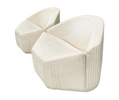 Giovanni Offredi Pair Mid Century Modern White Leather Slipper Lounge Chairs by Giovanni Offredi - 2011855