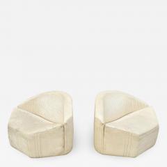 Giovanni Offredi Pair Mid Century Modern White Leather Slipper Lounge Chairs by Giovanni Offredi - 2012895