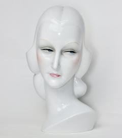 Giovanni Ronzan Art Deco Ceramic Womans Head Luminaire by Giovanni Ronzan 1939 Italy - 3611241