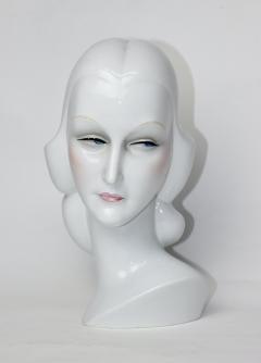 Giovanni Ronzan Art Deco Ceramic Womans Head Luminaire by Giovanni Ronzan 1939 Italy - 3611243