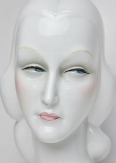 Giovanni Ronzan Art Deco Ceramic Womans Head Luminaire by Giovanni Ronzan 1939 Italy - 3611245