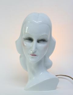 Giovanni Ronzan Art Deco Ceramic Womans Head Luminaire by Giovanni Ronzan 1939 Italy - 3611250