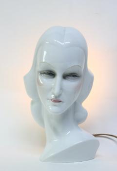 Giovanni Ronzan Art Deco Ceramic Womans Head Luminaire by Giovanni Ronzan 1939 Italy - 3611253
