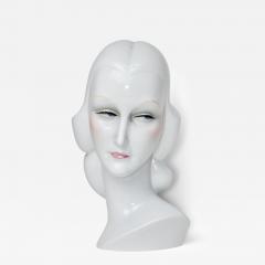 Giovanni Ronzan Art Deco Ceramic Womans Head Luminaire by Giovanni Ronzan 1939 Italy - 3612976