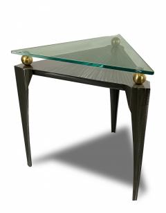 Girardini Design American Modern Steel and Brass Triangular Side Table - 4172044